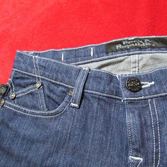 Rock & Republic Embellished Pocket Kasandra Jeans Dark Wash Boot Cut - Picture 7 of 9